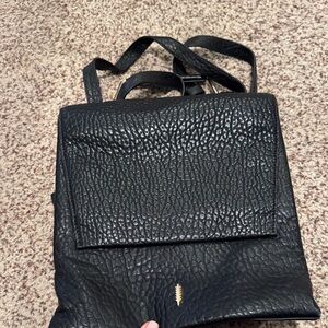 Thacker Black  Leather backpack purse Bag